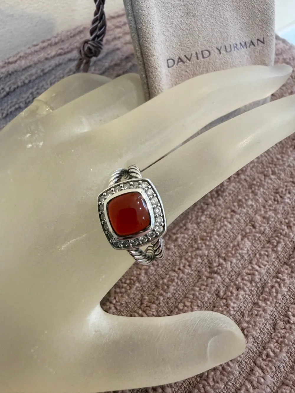 David Yurman RARE! Carnelian Petite Albion Ring 7mm size 6